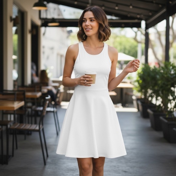 HALARA Dresses & Skirts - Halara White Racerback Cutout Active Dress XL Sleeveless Tennis Golf Beach NEW